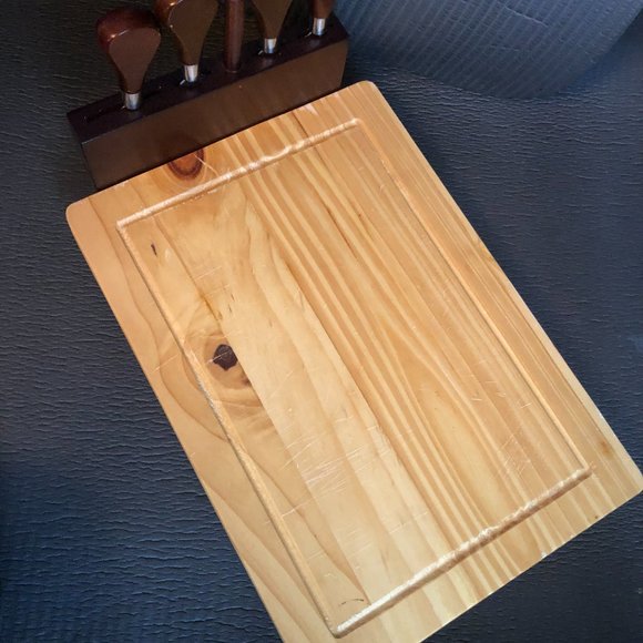 Cheese Board with Built-in Knives Storage for Spreaders, Wood Cutting Board - Picture 2 of 13